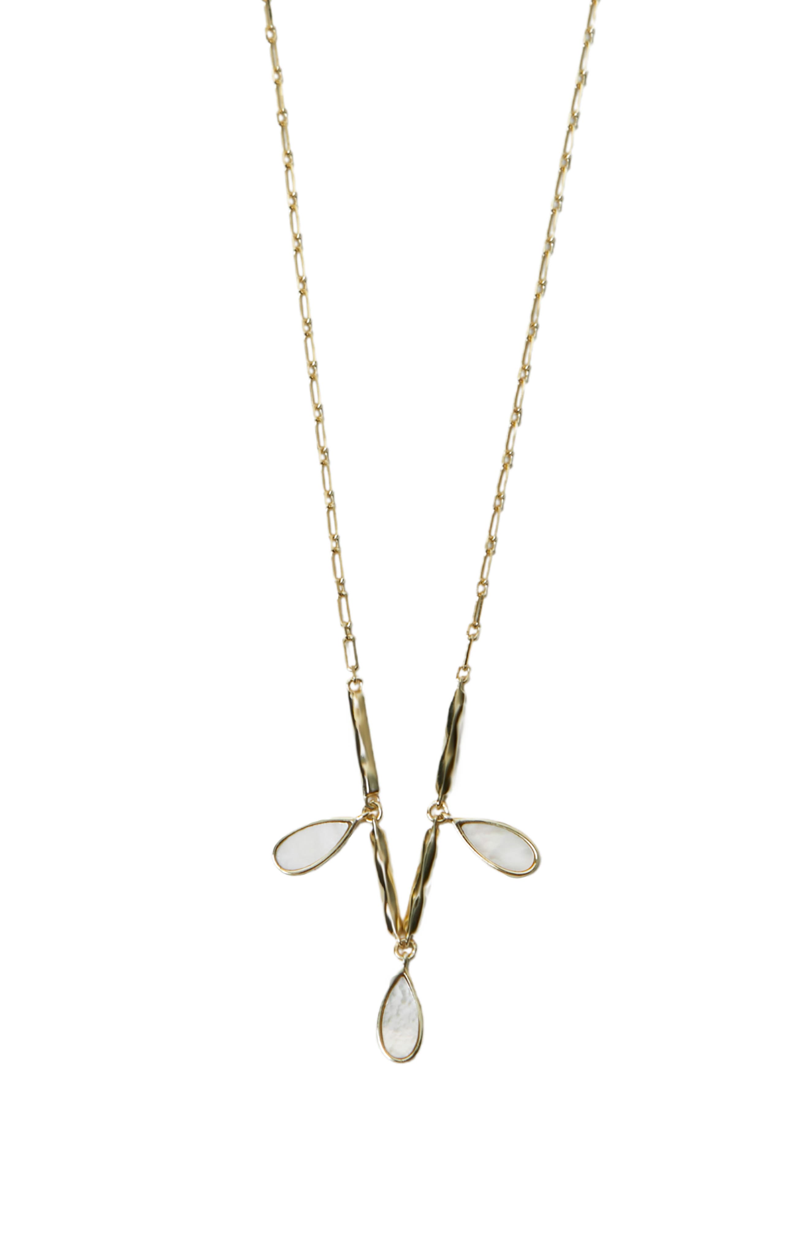 Argento Vivo Sterling Silver Shaky Mother-of-Pearl Charm Necklace in Gold 