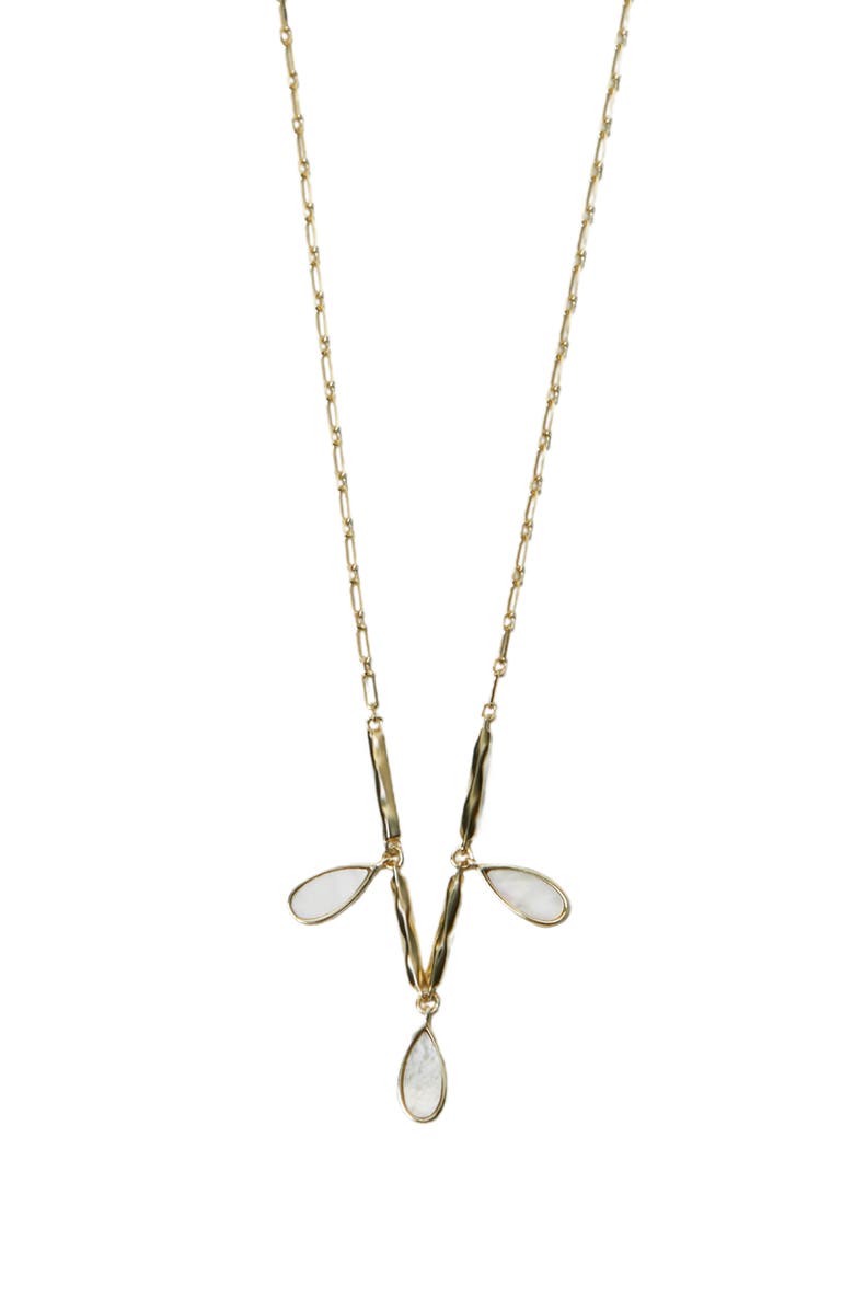 Argento Vivo Sterling Silver Shaky Mother-of-Pearl Charm Necklace, Main, color, Gold