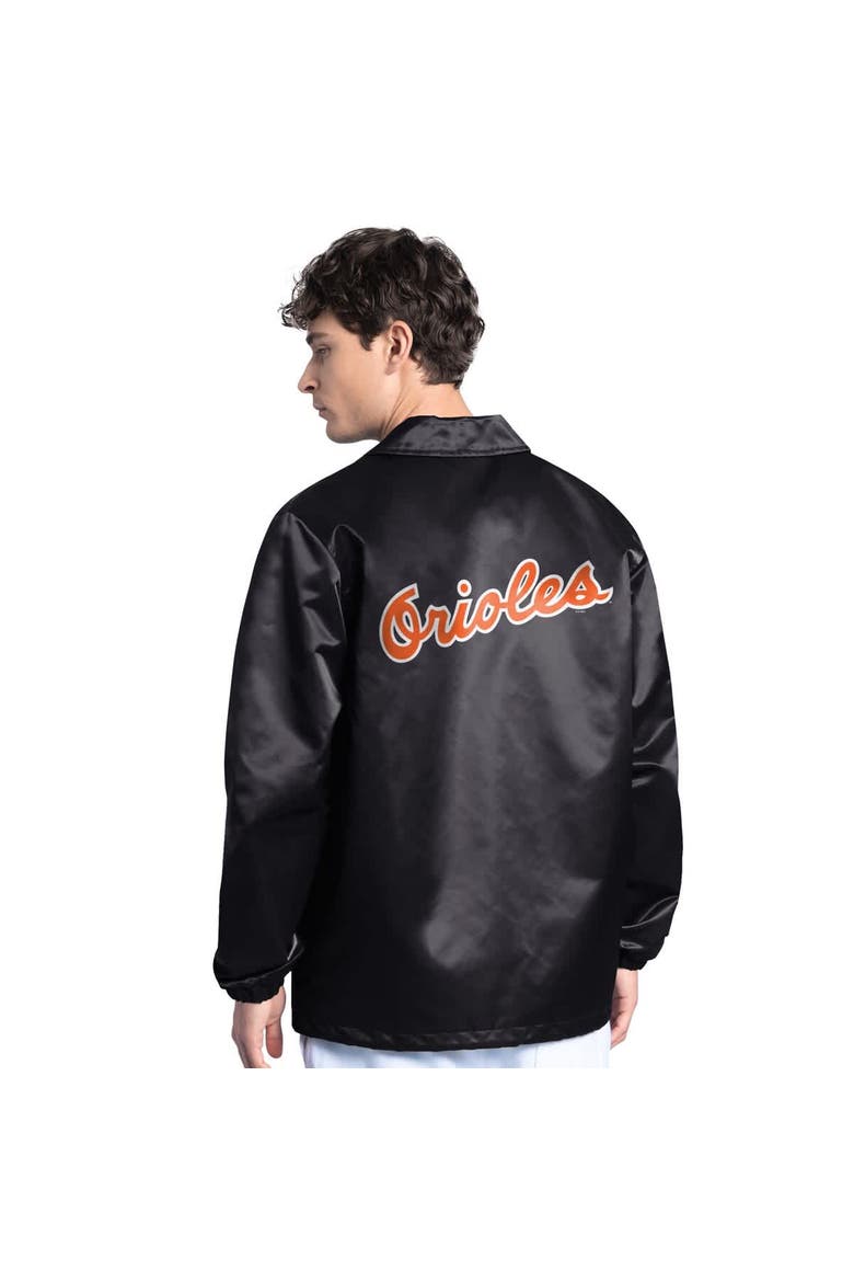 Men's Starter  Black Baltimore Orioles Cooperstown Collection Point Man Full-Snap Coaches Jacket, Alternate, color, Black