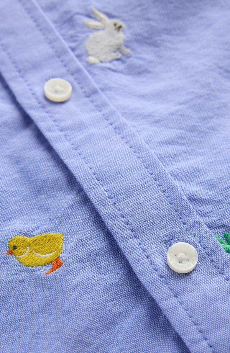 Mini Boden Kids' Animal Embroidered Cotton Button-Down Shirt, Alternate, color,