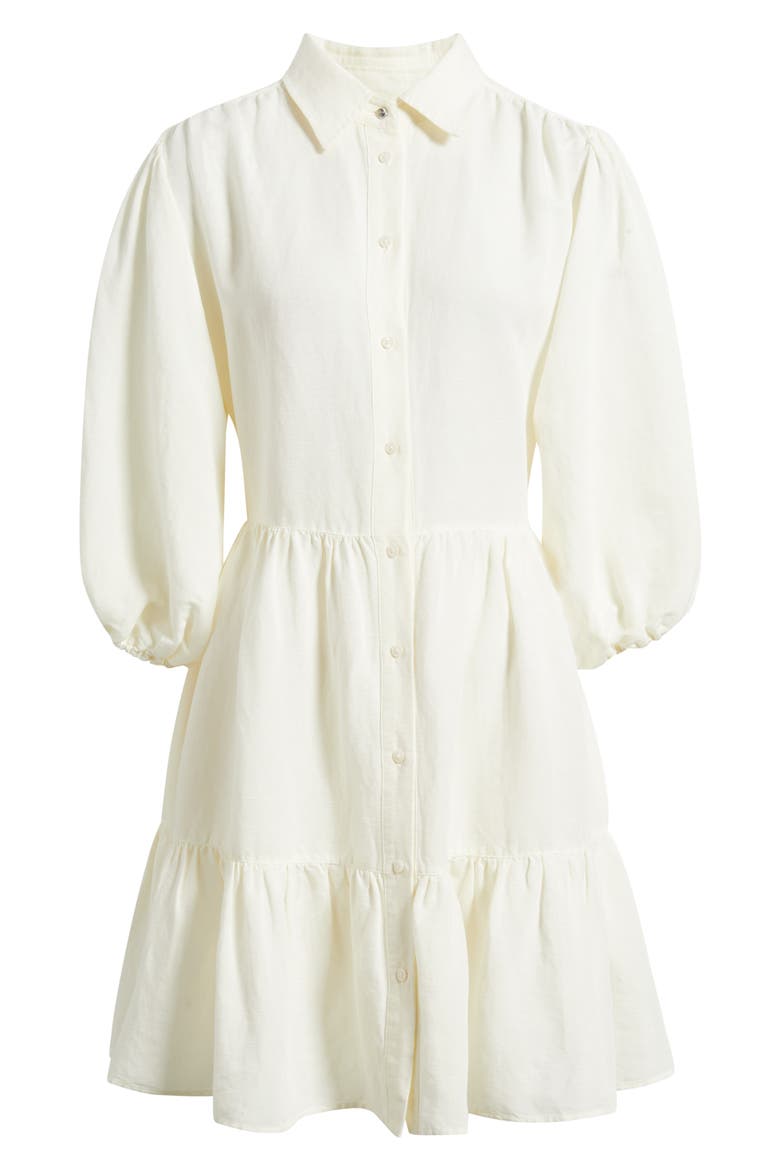 Linen Blend Balloon Sleeve Dress, Alternate, color, SOFT CREAM