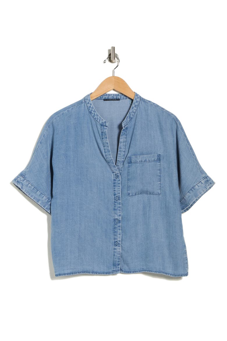 Split Neck Shirt, Alternate, color, GREY BLUE