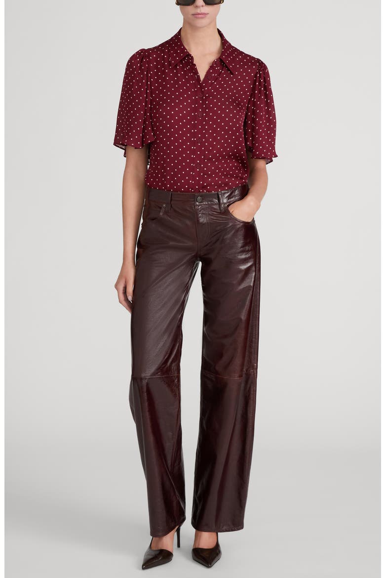 The Flutter Polka Dot Silk Shirt, Alternate, color, DEEP GARNET POLKA DOT