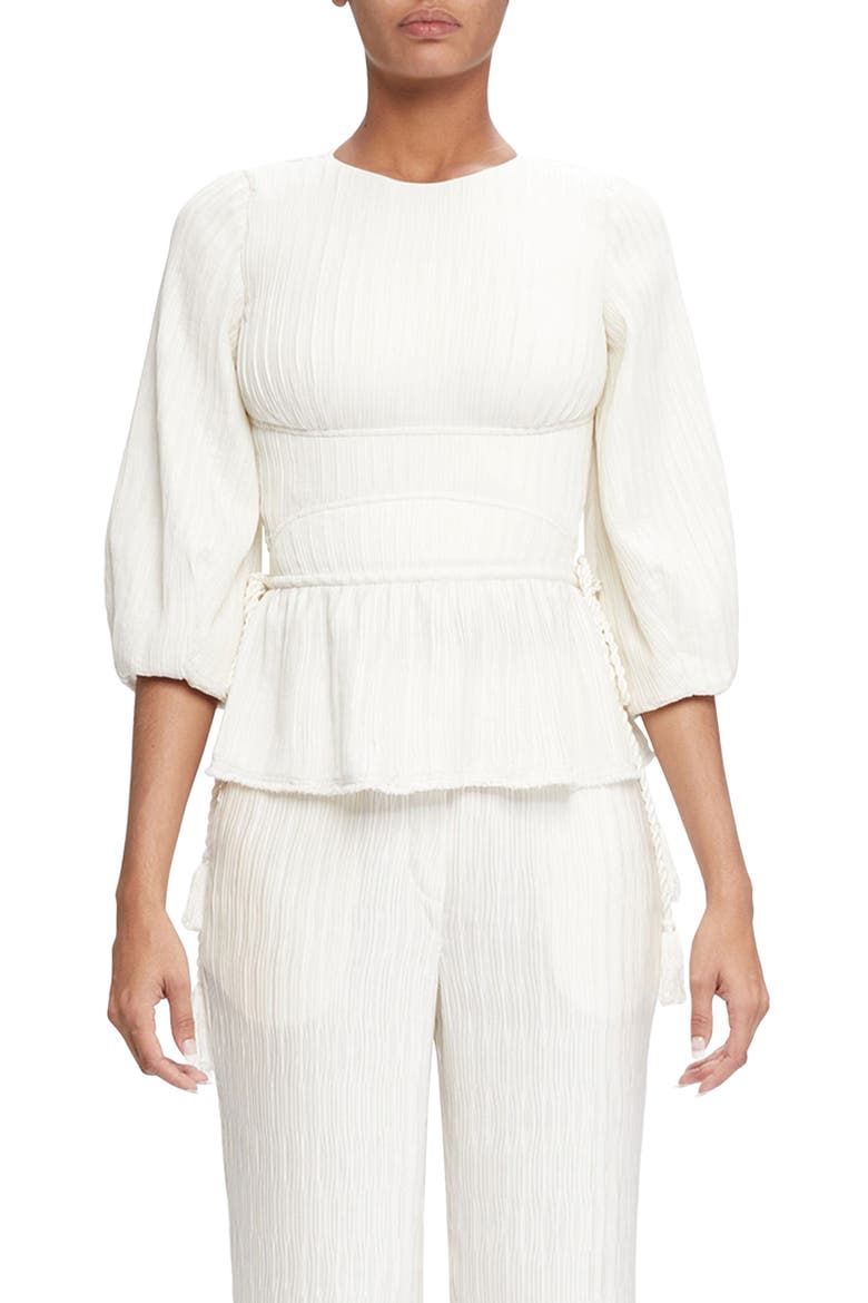 Neda Pleated Peplum Top, Main, color, IVORY