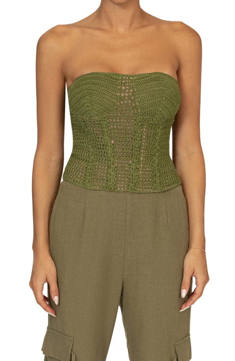 Want It All Open Stitch Strapless Bustier Top