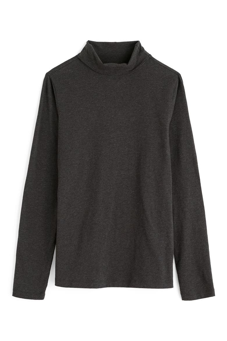 Landing Turtleneck Stretch Organic Cotton Top, Alternate, color, ONYX