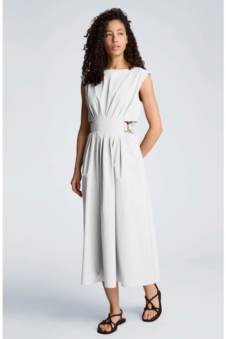 Cutout D-Ring Tie Back Midi Dress, Alternate, color, PURE WHITE