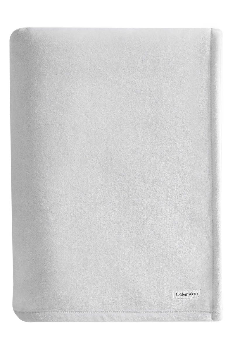 Calvin Klein Core Plush Blanket, Main, color, Grey