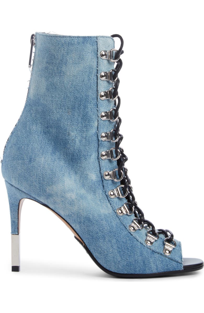 Balmain Club Peep Toe Bootie, Alternate, color,