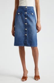 L'AGENCE Landry Button Front Denim Skirt