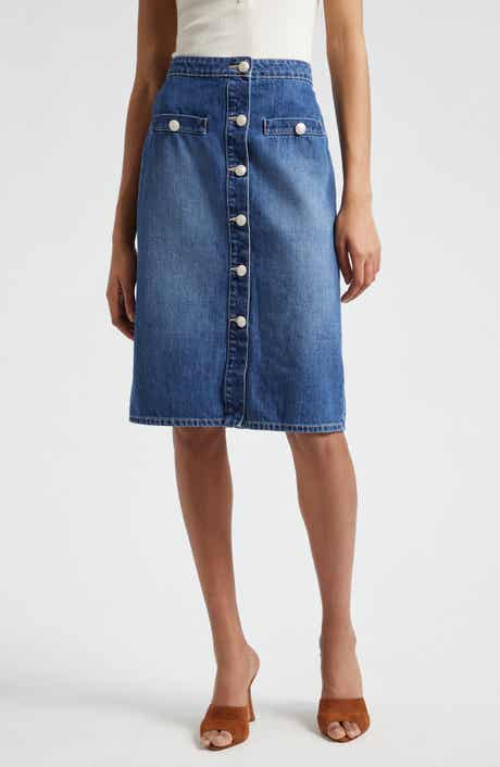 L'AGENCE Landry Button Front Denim Skirt