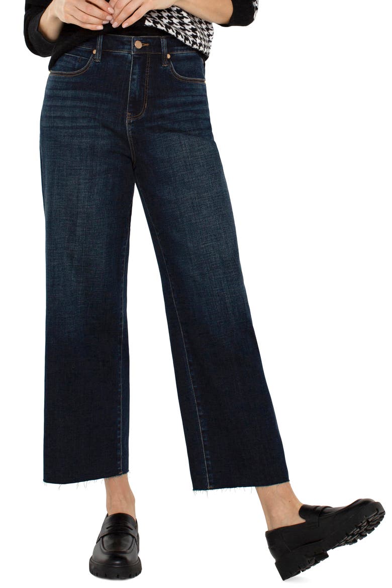 Stride Raw Hem High Waist Crop Wide Leg Jeans, Alternate, color, EASTMOOR