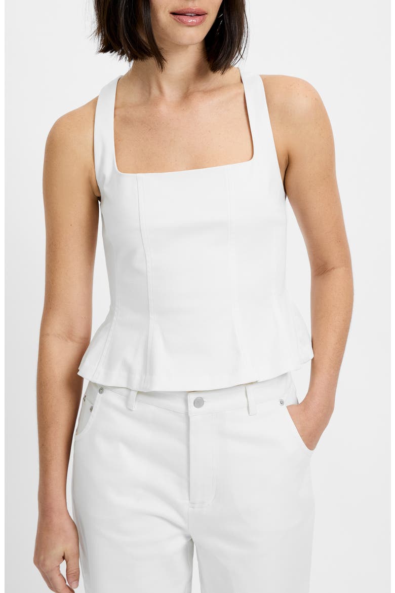 Inez Stretch Cotton Twill Peplum Top, Main, color, SUMMER WHITE