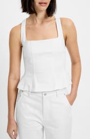 French Connection Inez Stretch Cotton Twill Peplum Top