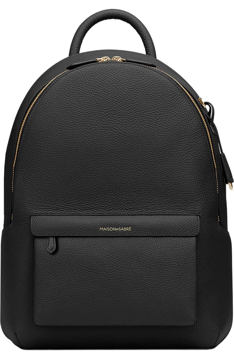 MAISON de SABRÉ Leather Backpack, Main, color, Black Caviar