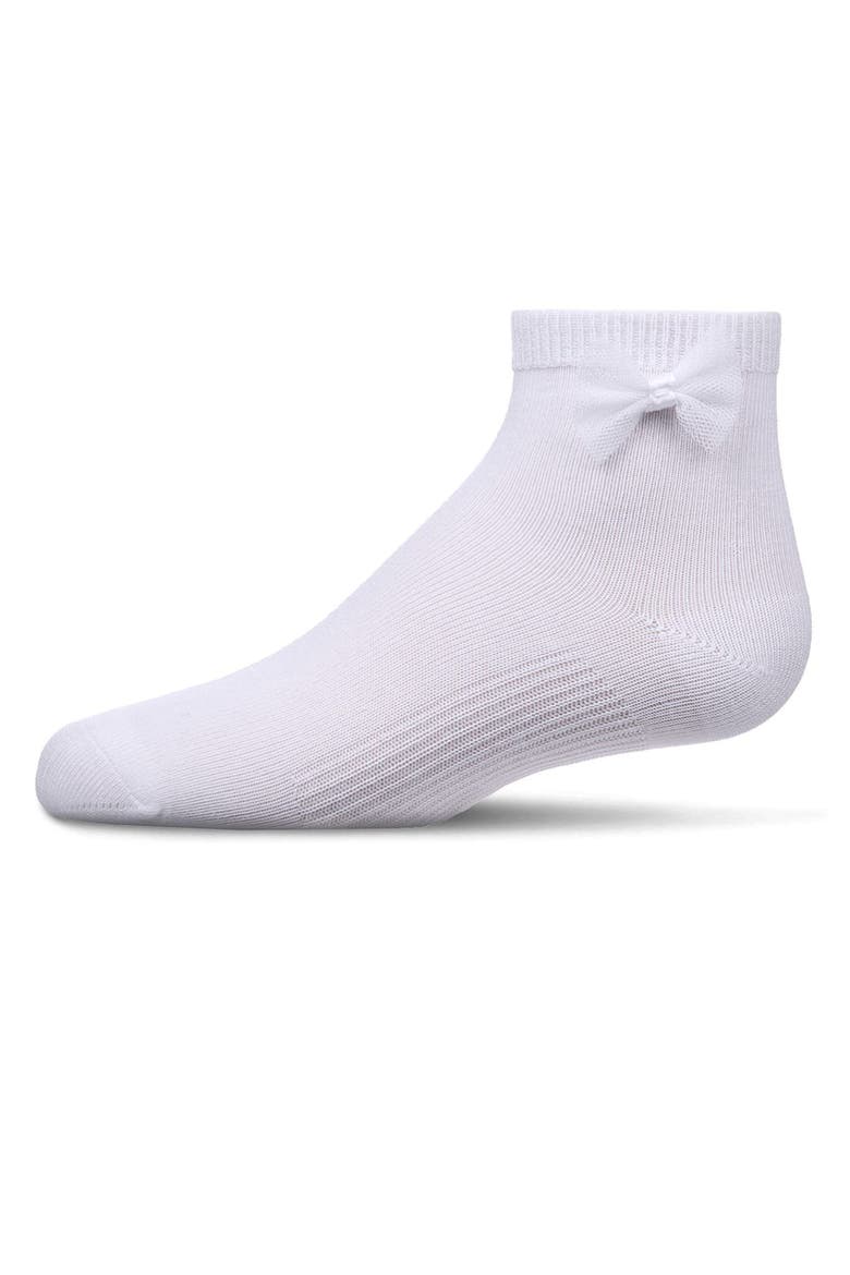 Kid's Bow-Trimmed Mercerized Cotton Rich Ankle Sock, Main, color, White