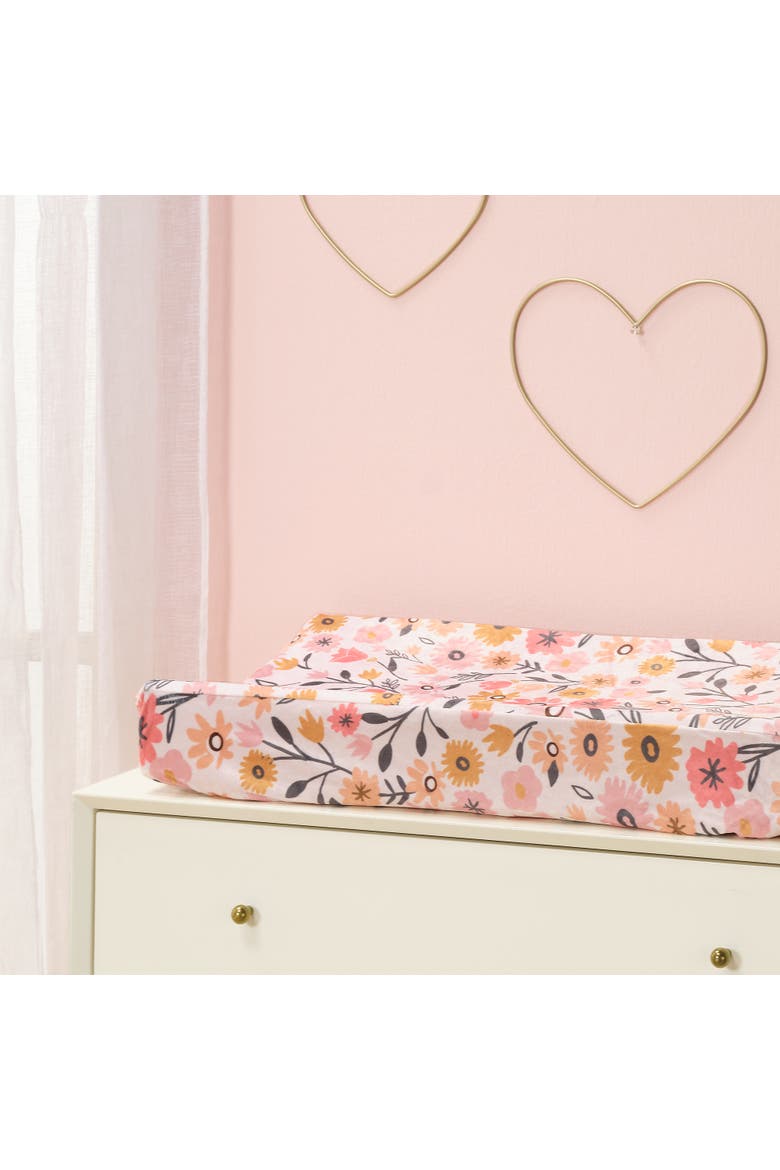 Little Garden Ultra-Soft Minky Floral Baby Changing Pad Cover, Alternate, color, Pink