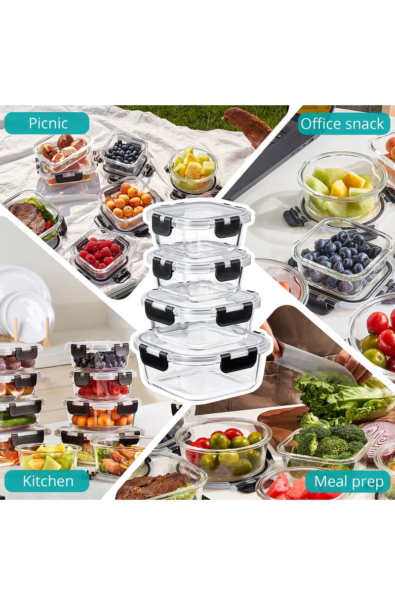 SORBUS 12-Pack Glass Food Prep Storage Containers, Alternate, color, Clear