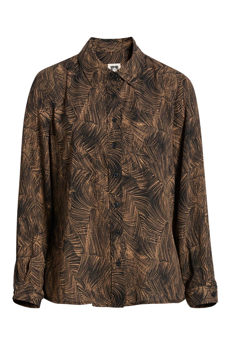 Printed Long Sleeve Utility Shirt, Alternate, color, VICUNA/ ANNE BLACK