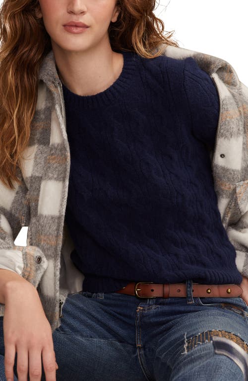 Lucky Brand Cloud Soft Cable Stitch Short Sleeve Sweater In Blue