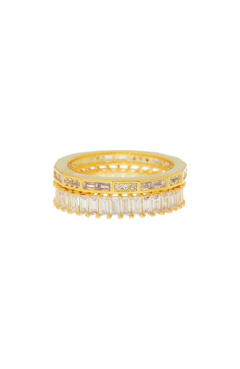 NORDSTROM RACK 2-Piece Gold-Tone CZ Ring Set, Main, color, 