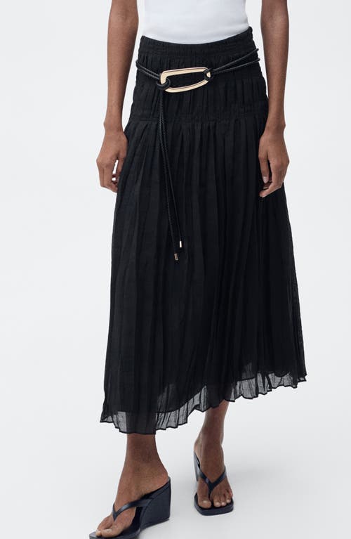 Mango Pleated Midi Skirt In Black