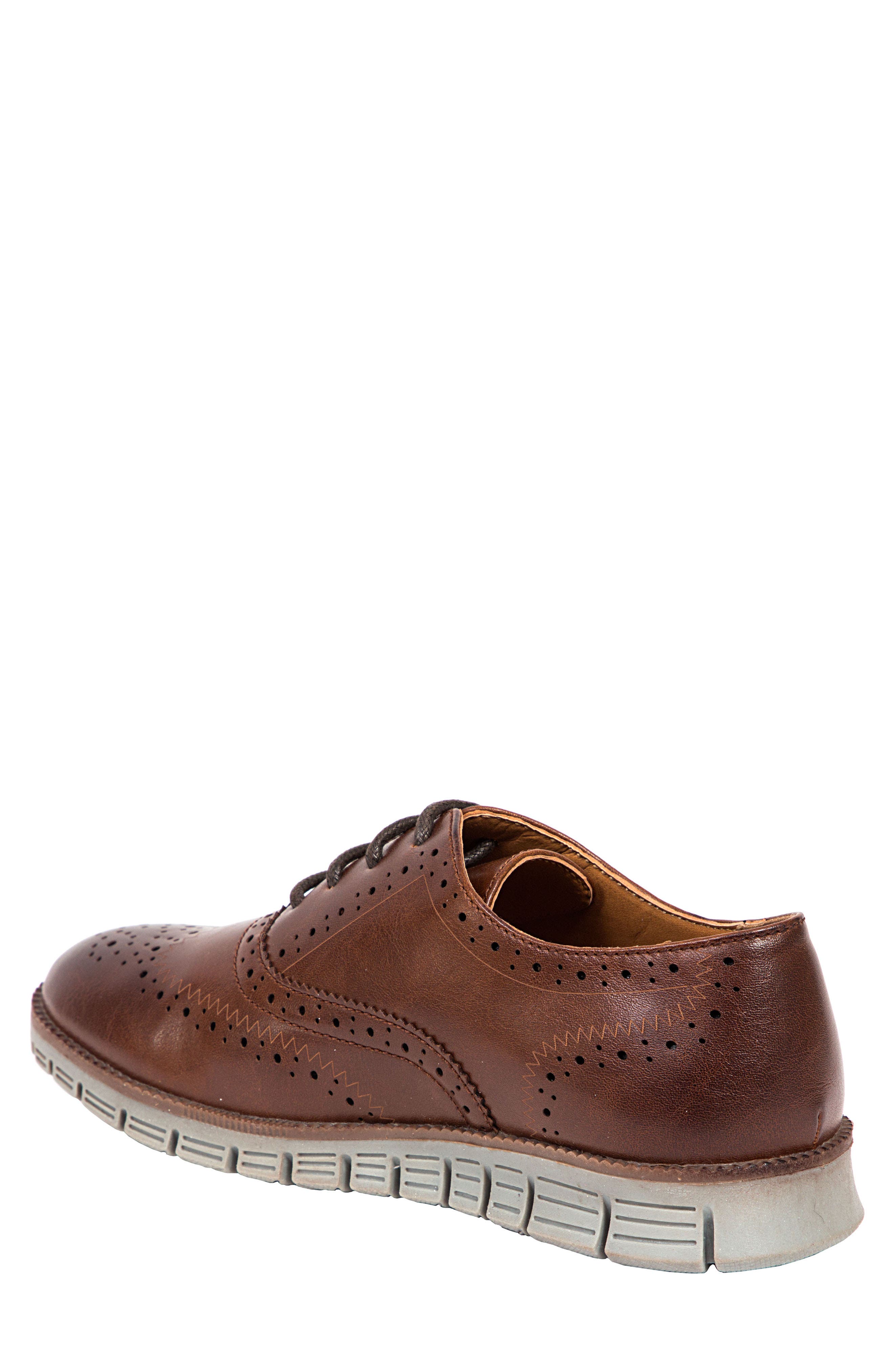 Deer Stags Benton Jr. Classic Lace-Up Wingtip Hybrid Sneaker Dress Comfort Oxford, Alternate, color, Brown/Grey