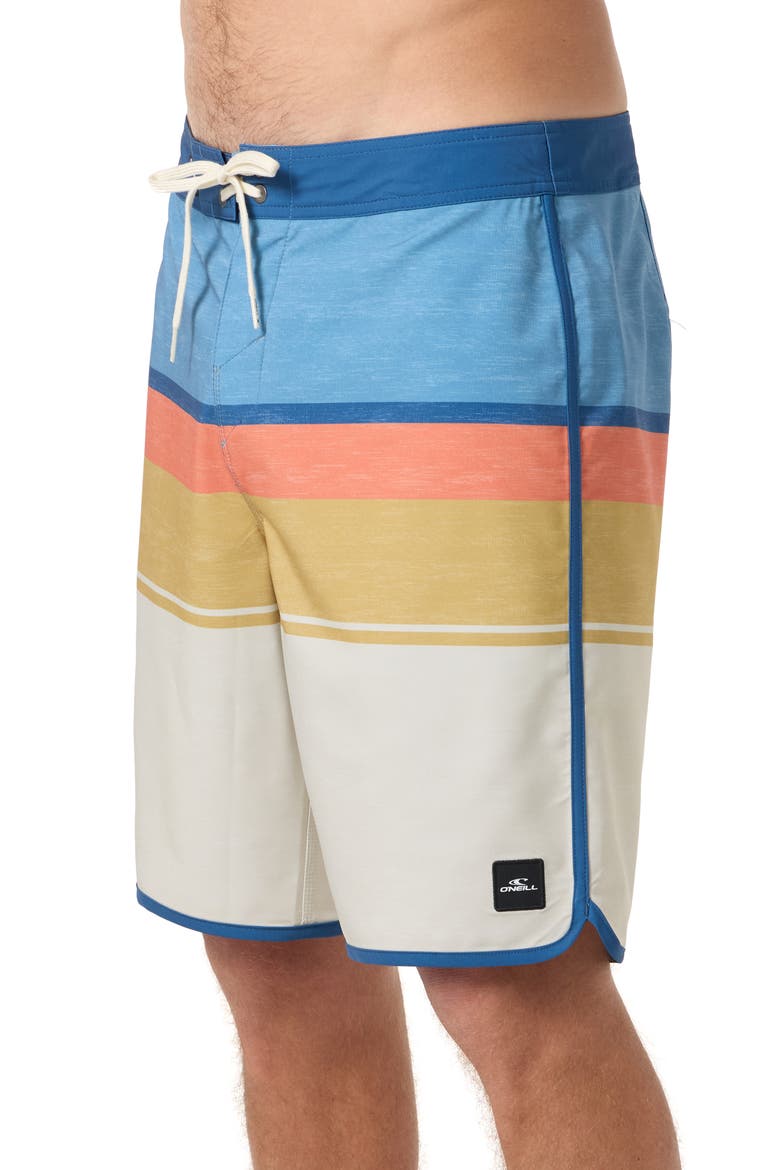 Lennox Scallop Stripe Board Shorts, Alternate, color, LIGHT KHAKI