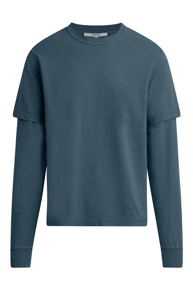 Hybrid Layered Long Sleeve Cotton T-Shirt, Alternate, color, METEOR