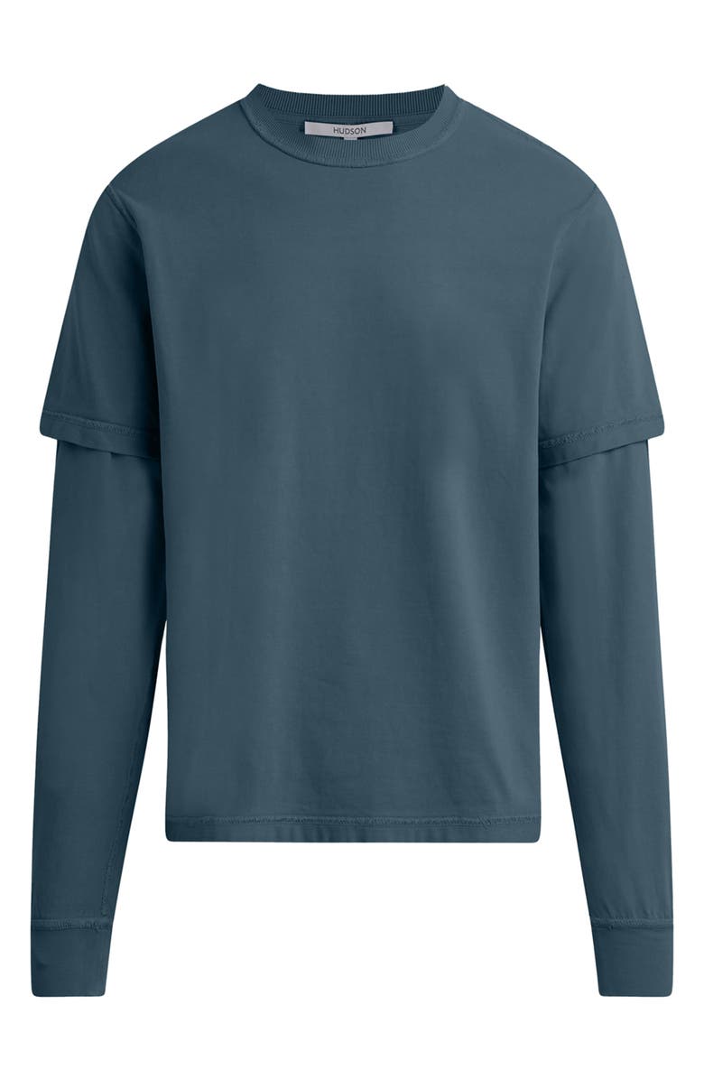 Hudson Jeans Hybrid Layered Long Sleeve Cotton T-Shirt, Alternate, color, Meteor