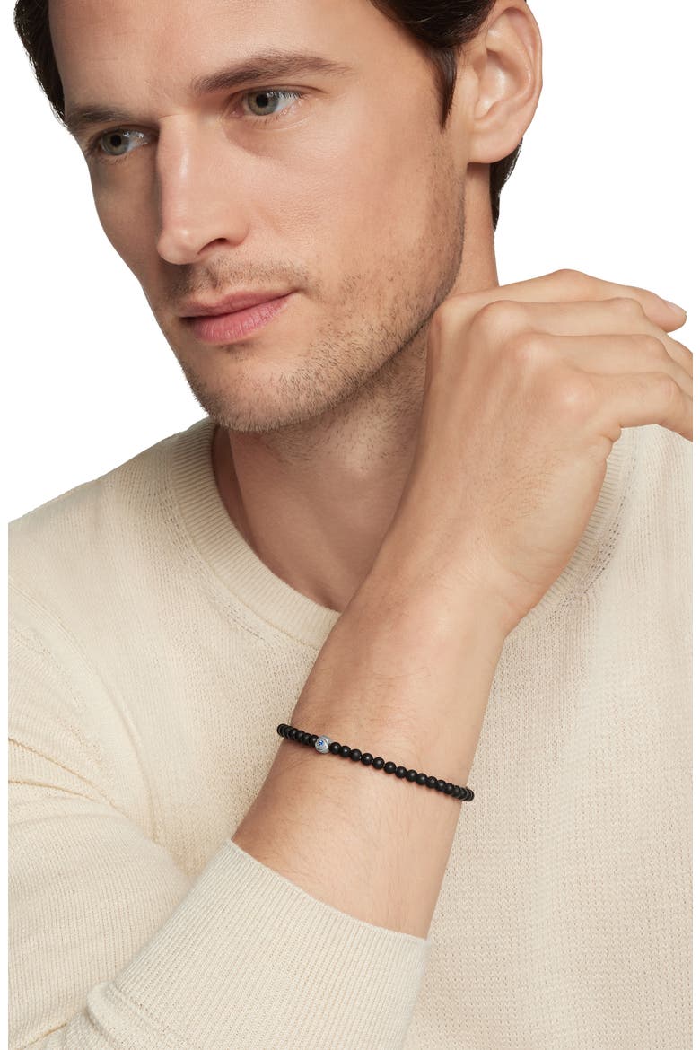 Men's Spiritual Beads Evil Eye Bracelet with Black Onyx and Sapphire, Alternate, color, BLACK ONYX