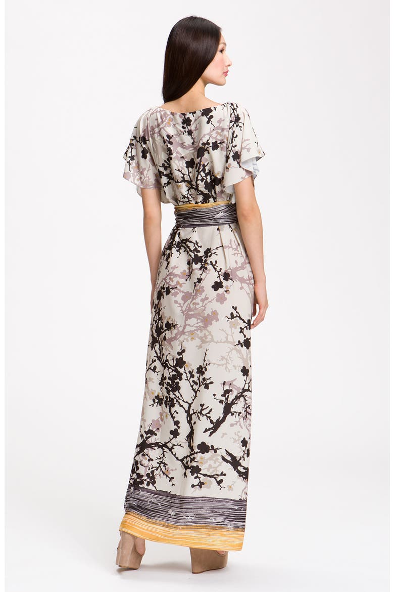 Crêpe de Chine Maxi Dress, Alternate, color, MOONBEAM MULTI