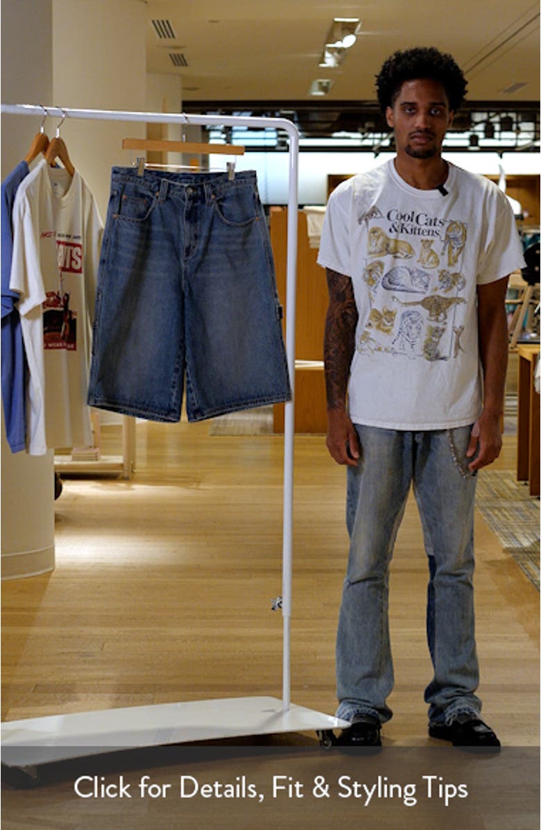 E Logo Oversize Denim Carpenter Shorts, sales video thumbnail