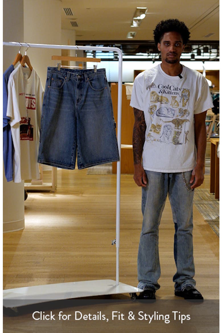E Logo Oversize Denim Carpenter Shorts video
