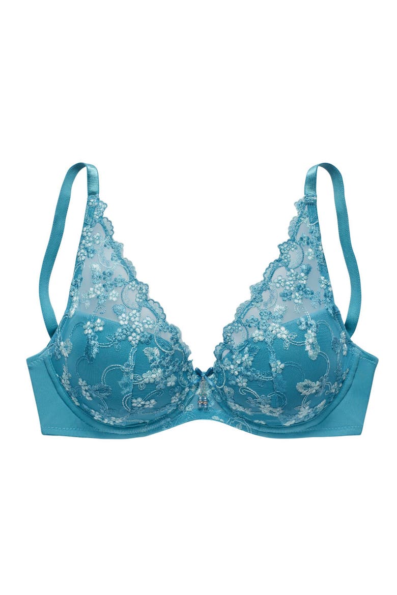Floral Lace Underwire Bra, Alternate, color, Teal