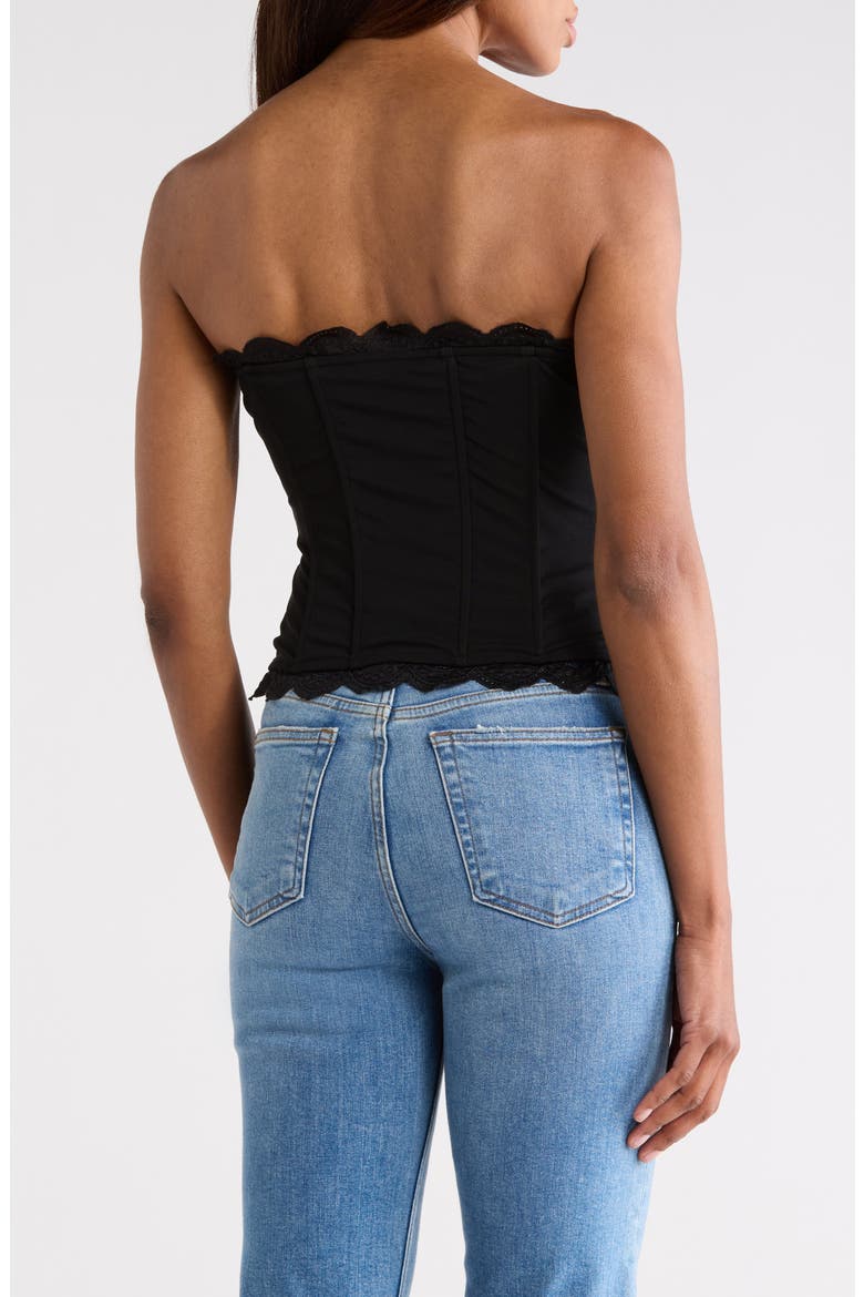Matte Jersey Lace Trim Bustier, Alternate, color, BLACK001