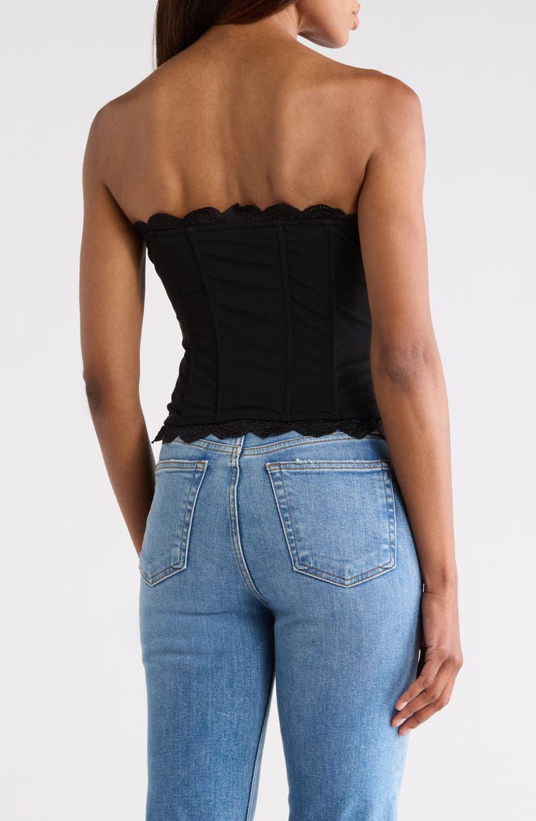 Good American Matte Jersey Lace Trim Bustier, Alternate, color, Black001
