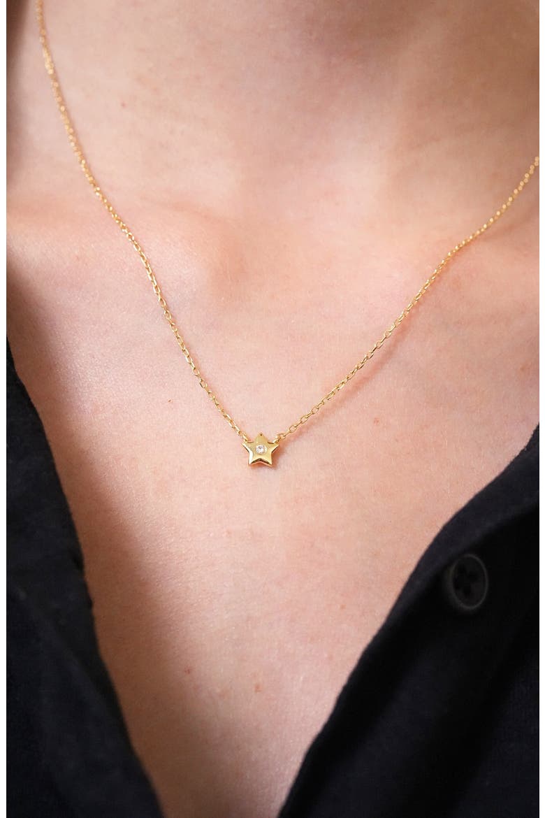 Lab Grown Diamond Star Pendant Necklace, Alternate, color, GOLD
