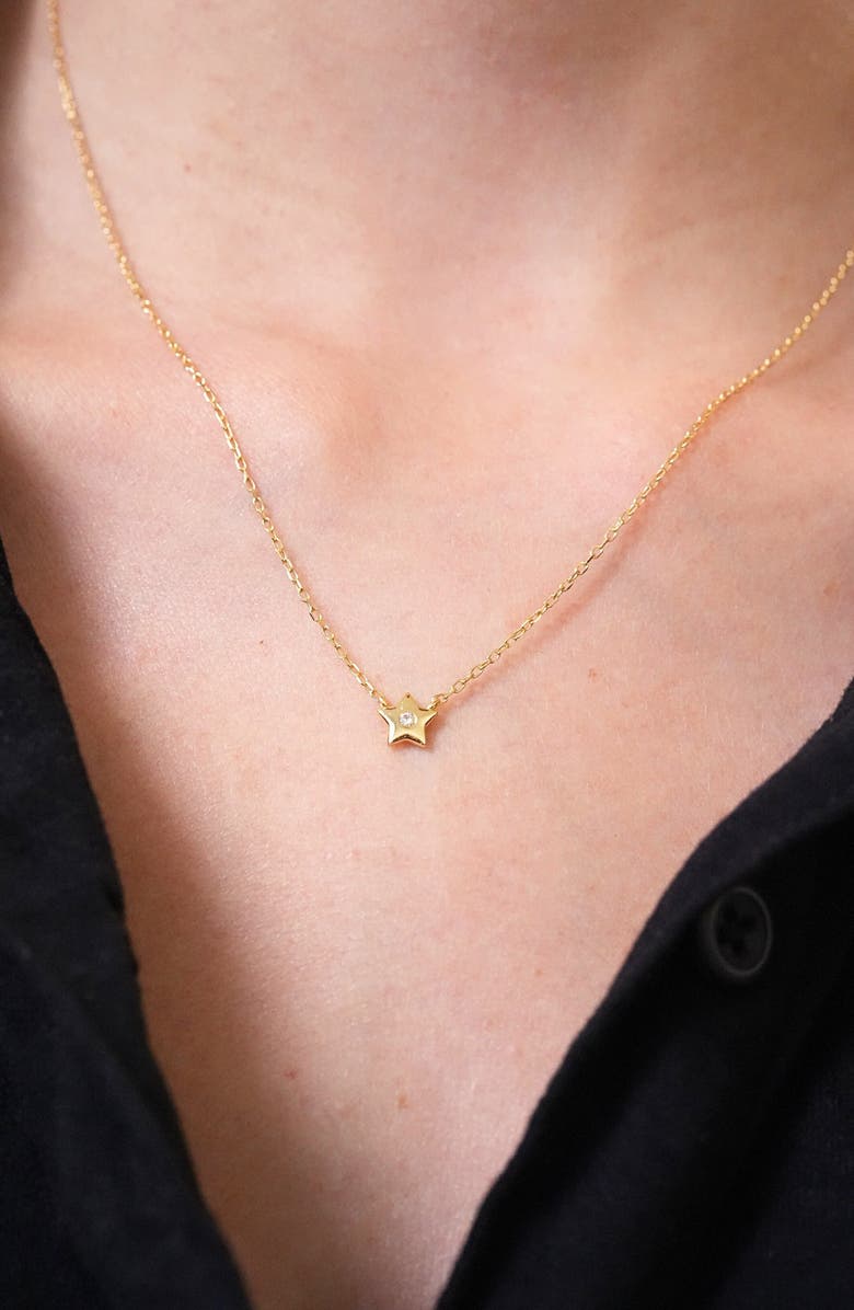 Argento Vivo Sterling Silver Lab Grown Diamond Star Pendant Necklace, Alternate, color, Gold