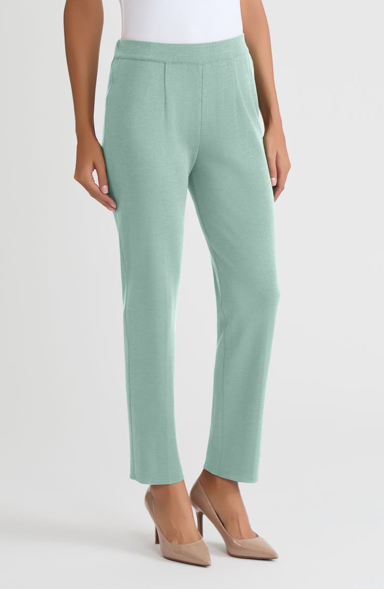 Misook Nancy Slim Leg Mylana Knit Pant, Dark Ivy, Alternate, color, Mystic Green