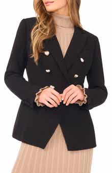 CeCe Heart Button Double Breasted Blazer