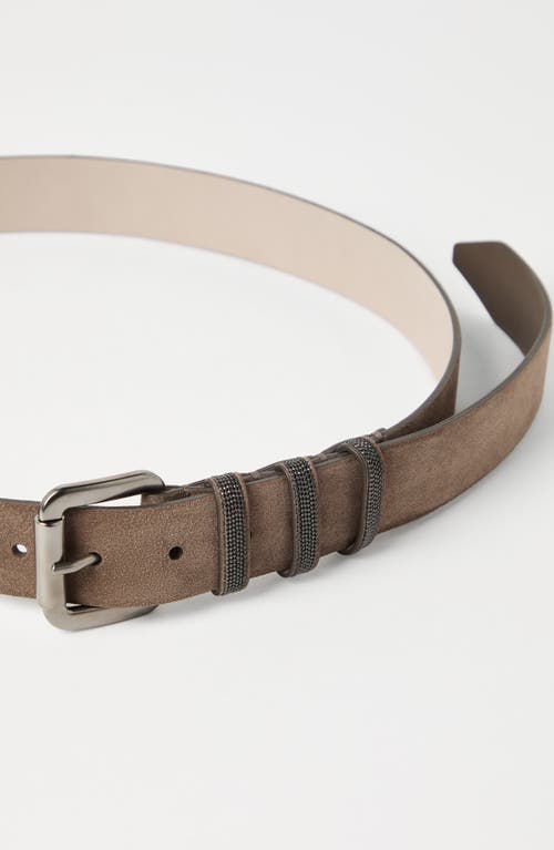 Shop Brunello Cucinelli Suede Belt In Taupe