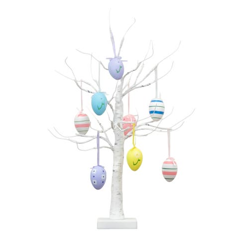 2-ft Pre-Lit Artificial Easter Twig Tree with Egg Ornaments and 24 Warm White LED Lights