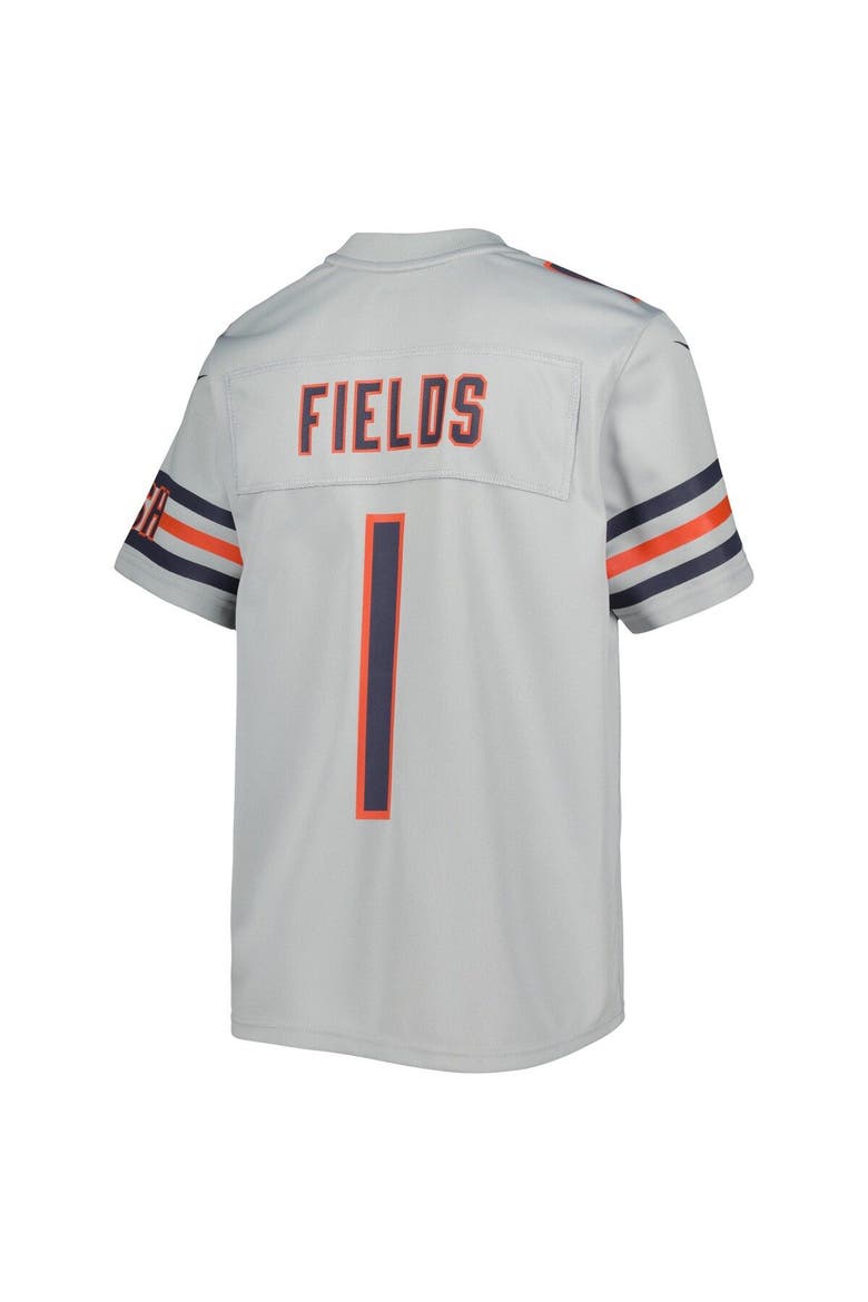 Youth Nike Justin Fields Gray Chicago Bears Inverted Game Jersey, Alternate, color, Gray