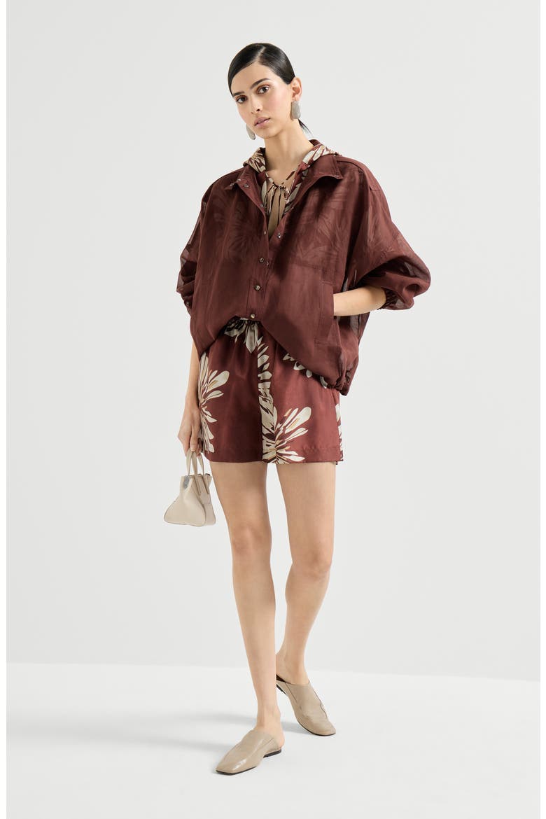 Bloom print shorts, Alternate, color, Bordeaux
