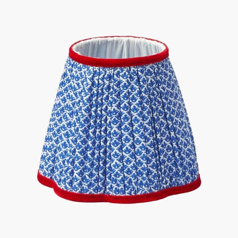 Cobalt & Red Lotus Lampshade (18cm)