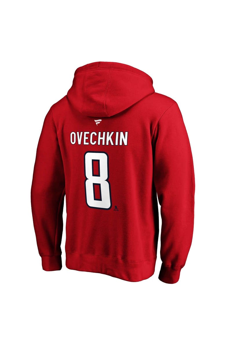 FANATICS Men's Fanatics Branded Alexander Ovechkin Red Washington Capitals Authentic Stack Player Name & Number Fitted Pullover Hoodie, Alternate, color, Red