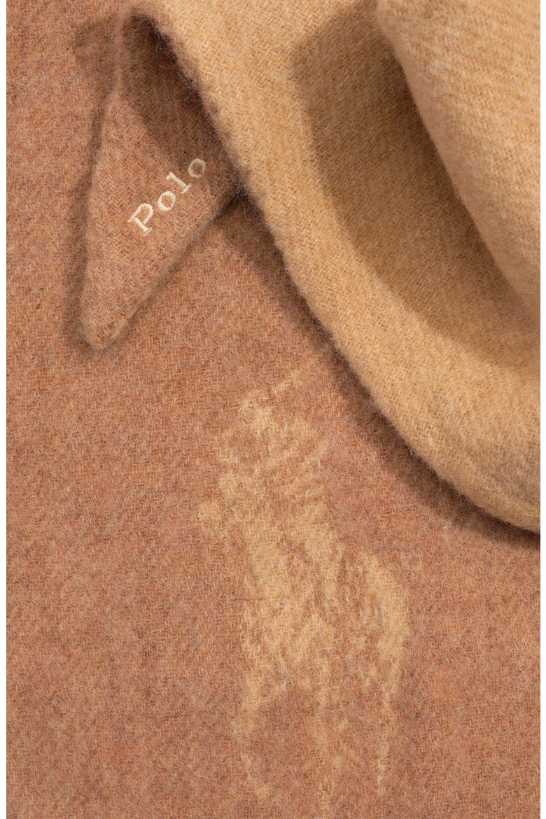 Polo Player Wool Triangle Wrap, Alternate, color, CREAM/ CAMEL
