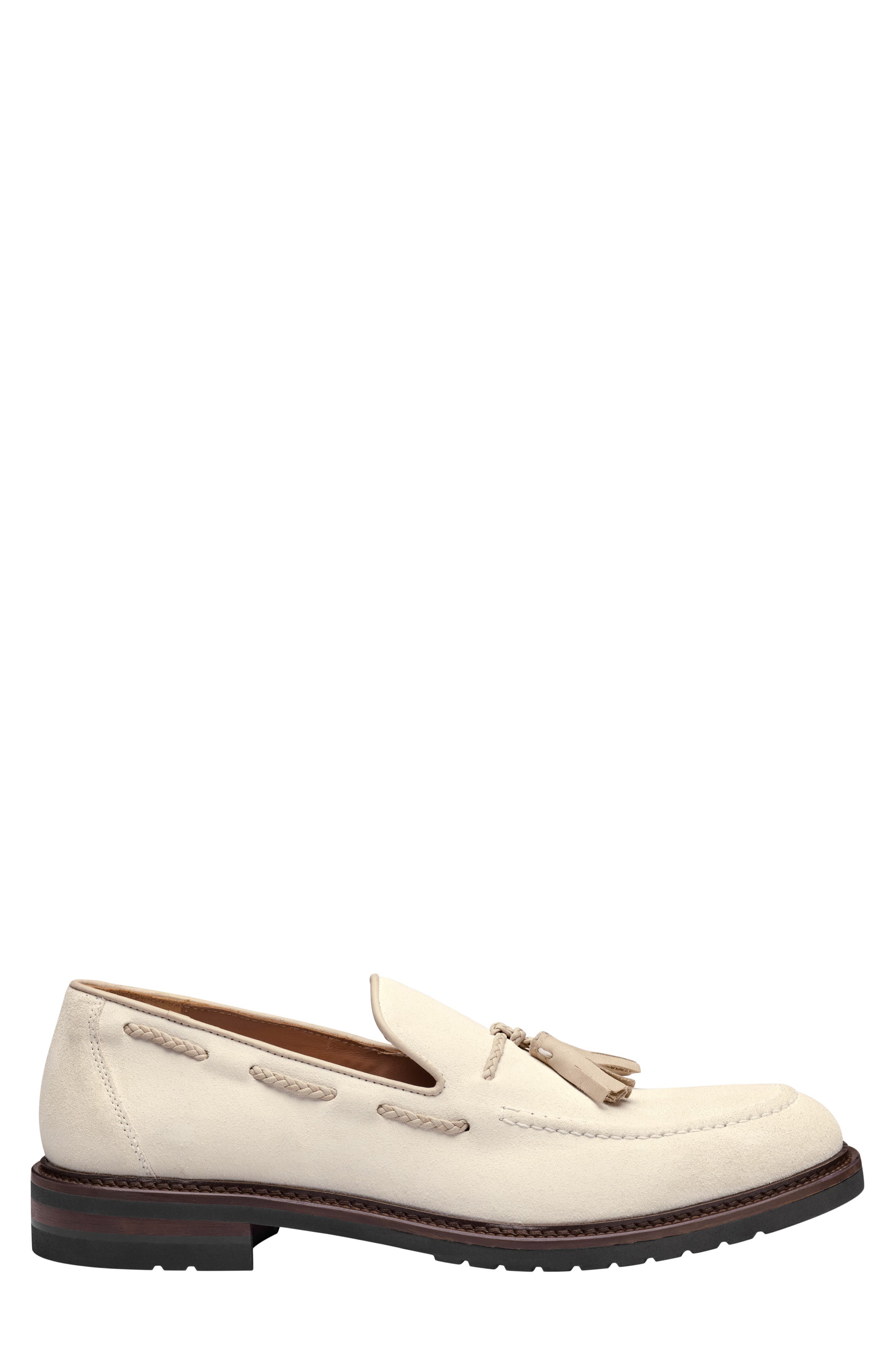 Johnston & Murphy Hartford Tassel Loafer, Alternate, color, Ivory Italian Suede