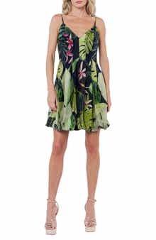 Nola Tropical Print Bubble Hem Minidress
